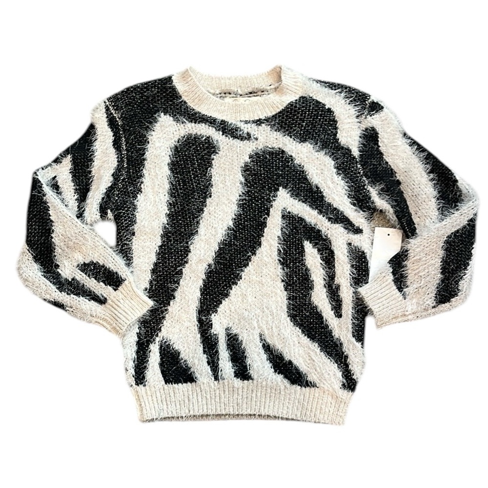 Jessica Simpson | NWT Black and Ivory Zebra Print Sweater for Girls